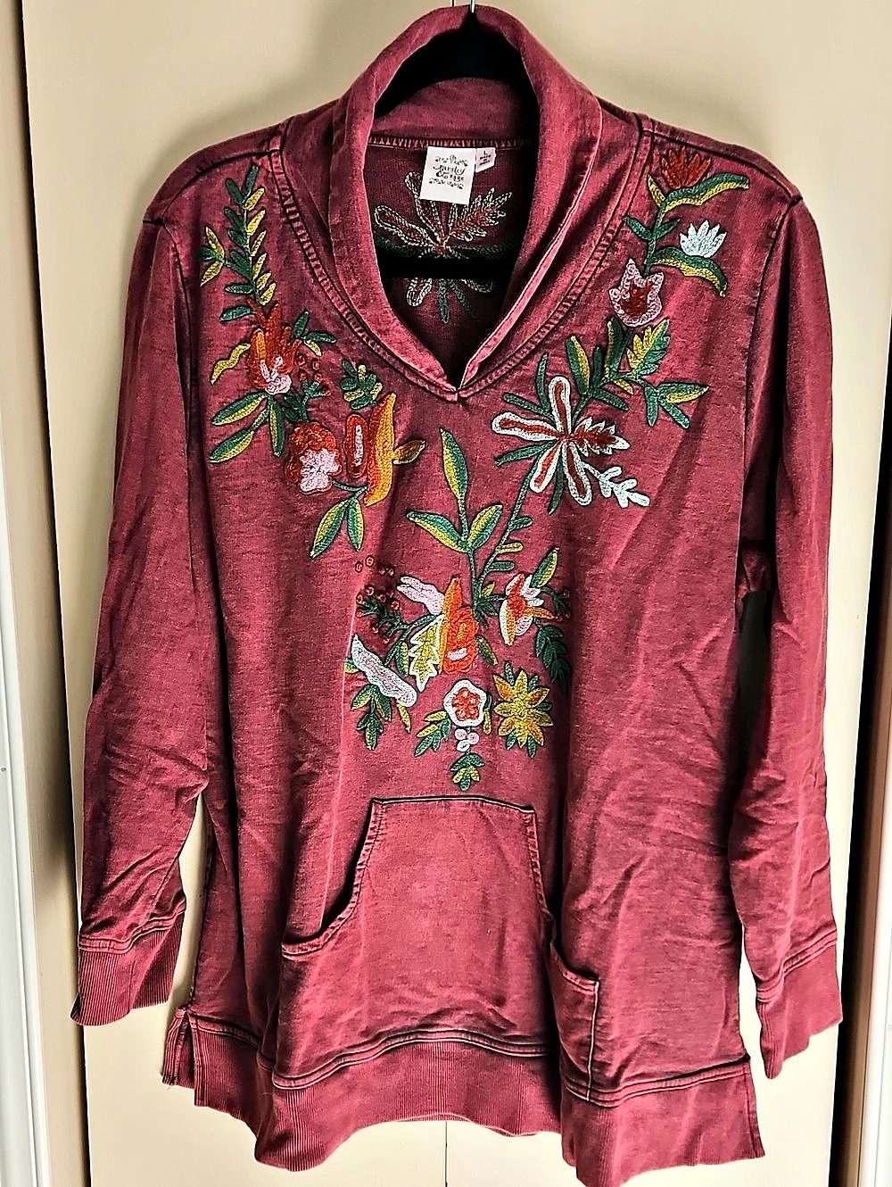 Parsley & Sage Embroidered Hoodie in Pink Large Like New Ptp 23 L28